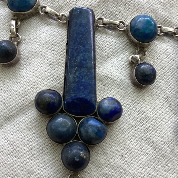 Sterling Silver Blue Apatite Bar Necklace With Hook Closure - Picture 7 of 7
